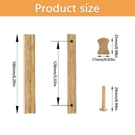 MIPIACE Pack of 6 Natural Wood Furniture Handles 128 mm Hole Spacing Door Handles for Chest of Drawers Cabinet Doors Cupboard Kitchen Furniture Cupboard Drawer Children's Room