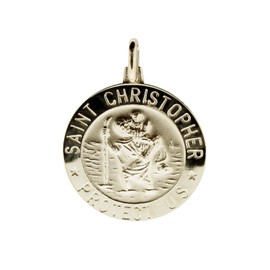 Christopher James of London | Solid 925 Sterling Silver St. Christopher Pendant 18mm | Optional Engraving & Chain | Symbol of Protection | Gift Box Included
