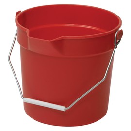 Winco Heavy-Duty Plastic Bucket/Utility Pail with Pour Spout, 10 Quart, Red