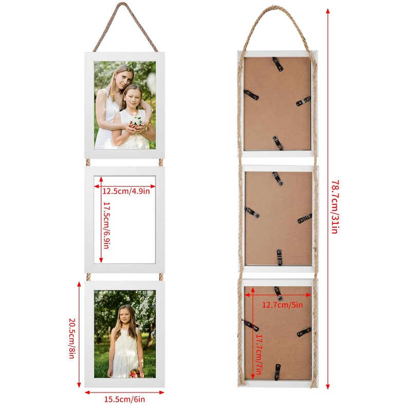 QUTREY 5x7 Collage Picture Frames White, 6 Openings Vertical 5