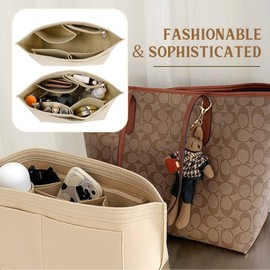 ZENGSING Longchamp Bag Insert Organiser, Beige Purse Organiser for Bag, Felt Purse Organiser Insert, for Longchamp Le Handbag Insert (Beige, M)