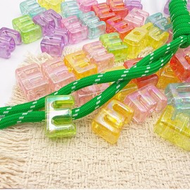 21mm Large Letter E Beads, 26pcs Chunky Letter Beads for Paracord Bag Keychains Charms, Acrylic Colorful 3D Bubble Big Alphabet Bead with 6mm Large Hole