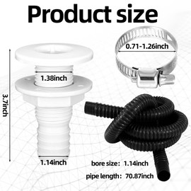 Lounsweer 5 Pcs Bilge Pump Plumbing Kit Includes Submersible 1500GPH 12V Boat Bilge Water Pump Low Noise PVC Bilge Pump Hose 2 Hose Clamps Thru Hull Fitting Switch Pump Installation Kit, 1-1/8 Inch