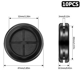 Nuts OT nuts Pack of 10 Body Plugs 40 mm Black Rubber Grommets Cable Grommets Waterproof Round Double-Sided Grommets for Cable Protection Wire Protection Connectors Cable Holes