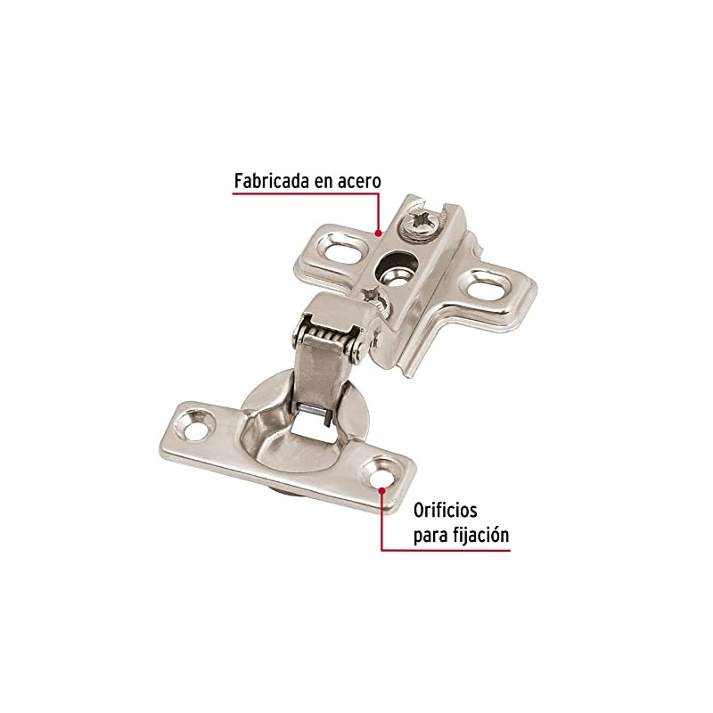Hermex BIDI-95I, Juego de 2 bisagras bidimensionales ocultas para gabinetes,