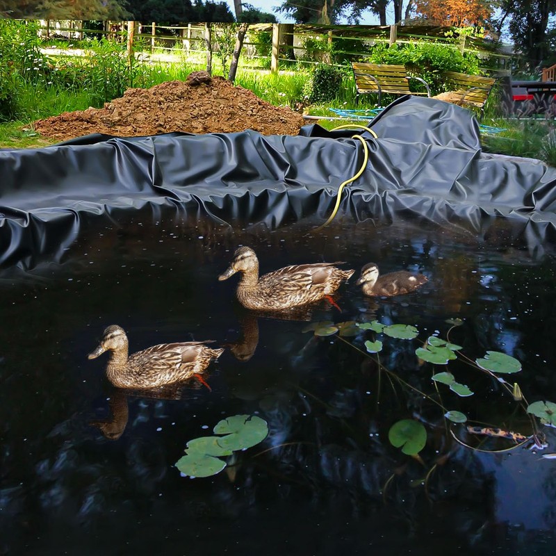 ALDMIO 15x20 ft Pond Liner, HDPE Thickness Fish Pond Liners