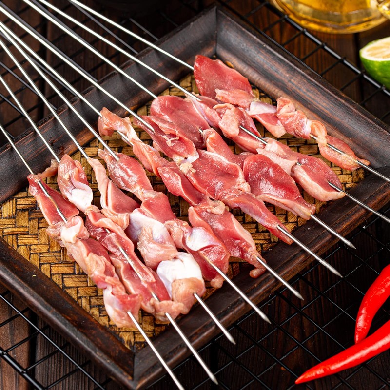 30 Pieces Kebab Skewers Reusable Stainless Steel Grilling BBQ Stick