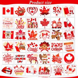 DPKOW Happy Canada Day Temporary Tattoos, 72pcs Maple Leaf Temporary Tattoos Canadian flag Tattoo Stickers for Canada Party Favor, Canada National Day Temporary Tattoos Canada Patriotic Accessories