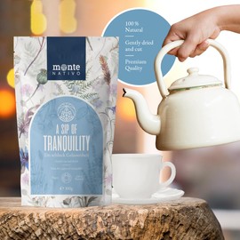 Tranquillity Tea Monte Nativo (300g) - Herbal Blend for Relaxation and as Sleep Tea - Lavender, Chamomile Flowers, Peppermint, Horsetail - Aromatic and 100% Pure and Natural Loose Leaf Infusion