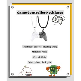 GAUEIOUR Game Controller Necklaces,Magnetic Alloy Couple Necklaces, 2-Pack Split Magnetic Silver and Black Necklaces, Friendship Necklaces, Love Necklaces, Couples Necklaces, Great Gifts.