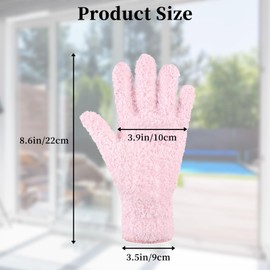 faralite 4 Pairs Microfiber Plant Dusting Gloves,Breathable Work Gloves for Indoor Plants and Gardening (Pink,Green,Yellow,Cyan)