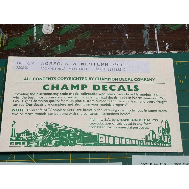 Champ Decals HC-69 HO Scale Norfolk & Western Covered Hopper