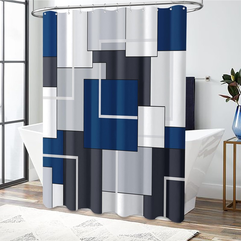 BTTN 96 Inch Extra Long Shower Curtain, 72x96 Geometric Waterproof