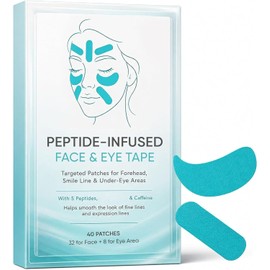 Cinta Facial y para Ojos con Péptidos – Parches Localizados para la Frente, Líneas de Expresión y Zona Periocular – Ayuda a Suavizar el Aspecto de Líneas Finas y Arrugas de Expresión – cinta facial para arrugas