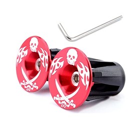 MUQZI Bicycle Handlebar Ends Plugs Caps â Aluminum Bike Handle Bar Ends Caps, Suitable for Most Bicycles Road Bike Mountain Bike BMX MTB Fixie(Red skull)