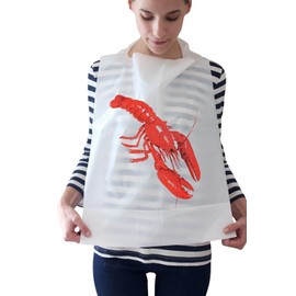 Disposable Adult Lobster Bibs with Crumb Catcher, Plastic 16" x 22" Clothing Protector for Cooking and Dining - 300 Pack