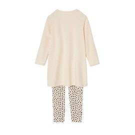 Vertbaudet 2er-Pack Mädchen Nachthemden mit Leggings, Leoprint wollweiß 140
