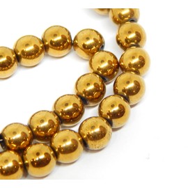 Hematite Beads Gold Beads 4/6/8 mm for Bracelets Hematite Round Non-Magnet Hematite Gemstones 38 cm 1 Strand (6 mm - 60 Pieces)