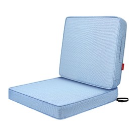 Pcinfuns Outdoor Deep Seat Cushions Set,22"x22"x3" Patio Cushion for Furniture, Removable Seat Bottom & Back Cushion Covers with Adjustable Straps for Chair,Sofa,Couch,Light Blue