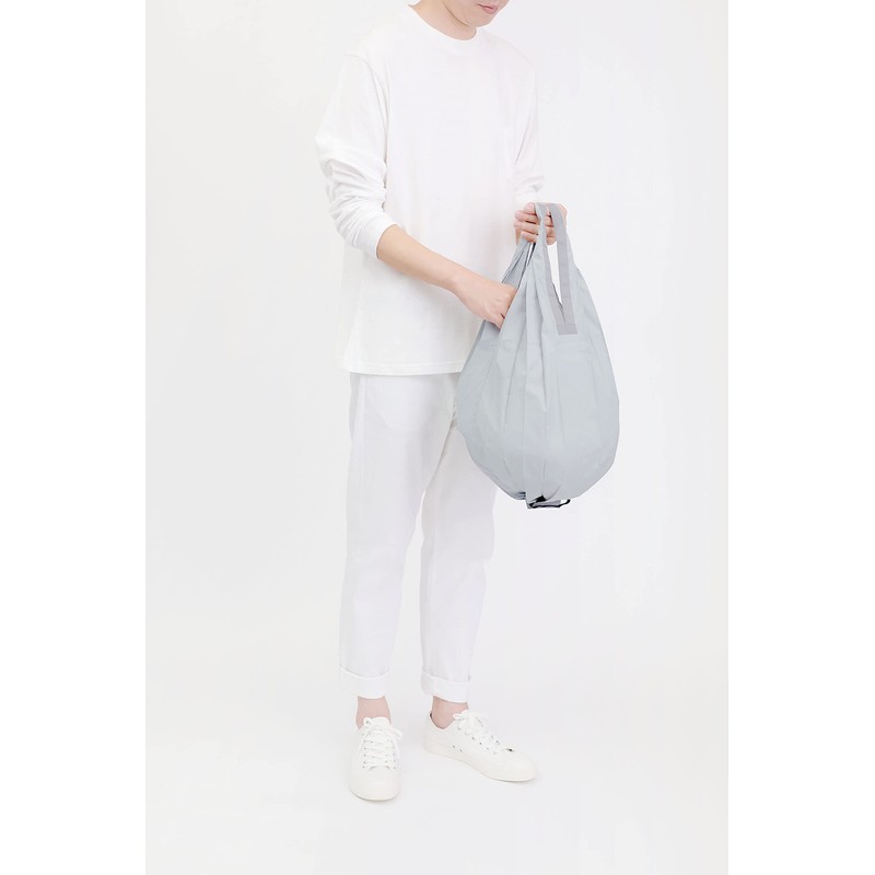 マーナ(MARNA) Shupatto (シュパット) コンパクトバッグ Drop (ドロップ) グレー 縦型 しずく 一気にたためるエコバッグ