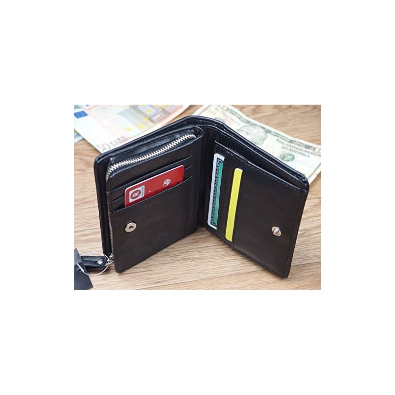 Bad Boy Bi-fold Wallet with L-Shaped Zipper Coin Case, Black