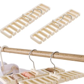 Pack of 2 Belt Storage with 10 Slots, Tie Holder, 360° Rotating Belt Holder, Suitable for Bras, Braces, Scarves and Hats, Saving Space in the Cupboard (White)