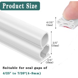 WEZKYLCG Door Seal Strip for Door Frame, Extra Thick Door Soundproofing Kit, Self-Adhesive Rubber Weather Stripping Door Seal Insulation Strip, Sound Proof Door Sealer, Gap Filler (White, 20 Ft)