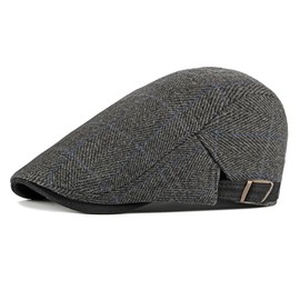 SDKZBFC Mens Flat Cap Beret Caps Adjustable Newsboy Cap Duckbill Hat Herringbone Tweed Cap Driving Hat for Men Coffee