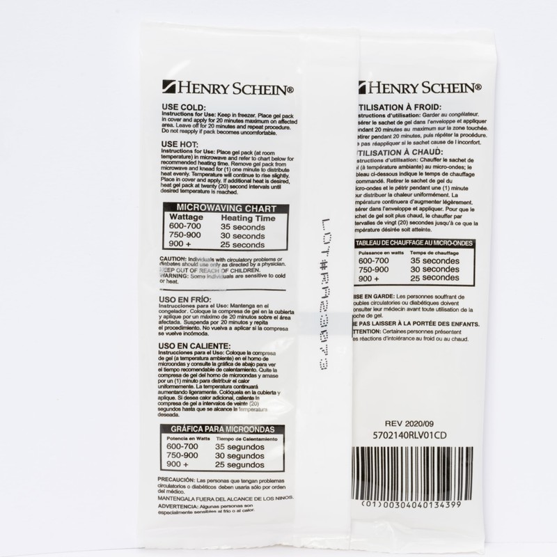 Henry Schein Reusable Hot and Cold Gel Packs, 4" x