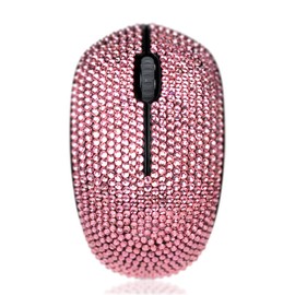 SA@ Luxury 6 Colors Bling Crystal Rhinestone 2.4G Wireless Mouse for Laptop, Notebook, PC, Computer, MacBook Gifts for The Office (Pink)