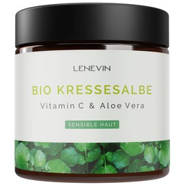 Lenevin Organic Cress Ointment Age Spots - Natural Cosmetics Sensitive Skin - Cress Cream Against Pigments - Aloe Vera, Vitamin C, Pomegranate, Ginger - Made in Germany, Vegan, Cruelty Free