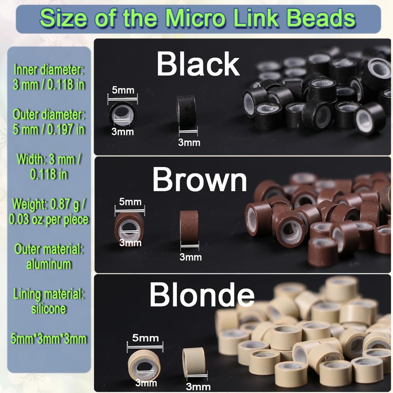 200 PCs Light Blonde Micro Ring Beads 5mm - Invisible