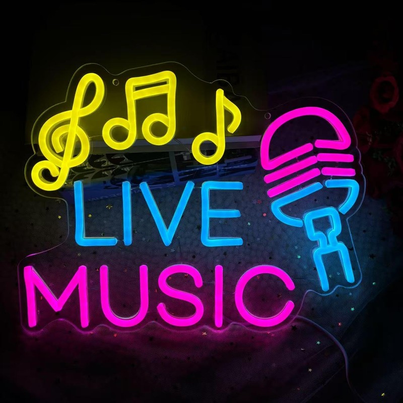 Live Music Neon Sign, Studio Lights, DJ Sign, LED Fall