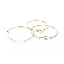 Unbranded 100 pcs. Gold Plated EXTRA LARGE Unbent Wine Charm/Earwire Hoop Rings – 36mm
