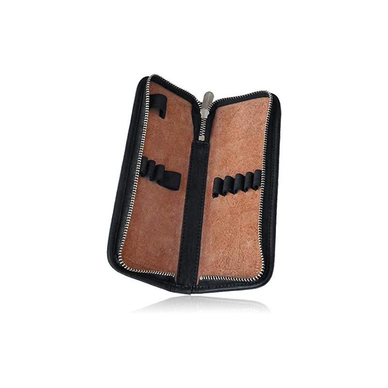 Sonnenleder "Lenz" High Quality Leather Pencil Case, Color: Black, Natural