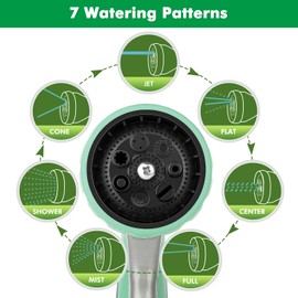 Restmo RESTMO Garden Hose Nozzle, Heavy Duty Metal Water Hose Nozzle with 7 Adjustable Spray Patterns, High Pressure Hand Sprayer with Flow Control, Best for Watering Plant & Lawn, Washing Car & Pet, Cyan