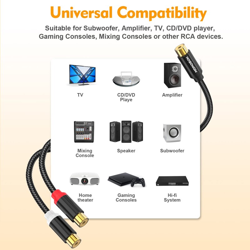 HOSONGIN RCA Splitter 1 Female to 2 Female Audio Cable
