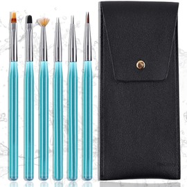 Juego de pinceles de uñas acrílicas, pinceles de uñas de gel para aplicación acrílica, cepillo de gel para extensión de uñas, cepillo de gel acrílico, cepillo de delineador de uñas, cepillo de uñas 3D, cepillo de manicura (azul cristal)