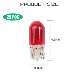 Osilly 25PCS T10 12V 5W Car Turn Signal Light Bulbs, Clear Flat Foot Vehicle Side Marker Lamp Bulbs, Auto Interior Amber Headlight Bulbs Accessories, Universal for SUV, Sedan, Truck (Red)