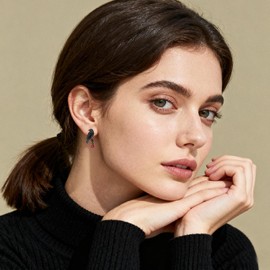 Gothic Raven Earrings Sterling Silver Black Crow Studs Earrings Hypoallergenic Halloween Dangle Earrings Jewelry Gift for Women Daughter