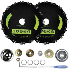 7" x 16T Chainsaw Tooth Brush Cutter Blade fits for Echo SRM-225 SRM-210 SRM-230 SRM-260 SRM-265 SRM-280 SRM-311 SRM-340 SRM-400 SRM-410 Arbor 1 inch Trimmer Weed Eater, with 2 Sets The Adapter Kit