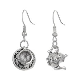 Vintage Tea Cup and Kettle Dangle Earrings Cute Teapot Teacup Post Earrings Jewelry for Women