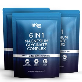 Magnesium Glycinate 6 in 1 Supplement -1500mg as Bisglycinate Citrate & Malate | 352 mg Elemental Magnesium | Ashwagandha Zinc & B6 Quality Sleep Muscle Health & Immune Support 90 Vegan Capsules (1)
