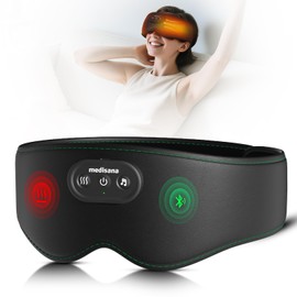 Medisana Heated Eye Mask for Dry Eyes, 1200mAh Cordless Sleep Mask with 5.4 Bluetooth Headphones, Washable Sleep Mask Warm Eye Compress for Stye Sinus Blepharitis, Gifts for Men Women