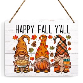 Fall Decor, Fall Decorations for Home, Autumn Room Decor, Pumpkin Farmhouse Rustic Wood Hanging Sign for Harvest Thanksgiving Porch Living Room Bedroom Indoor Outdoor Home Decorations - Happy Gnomes