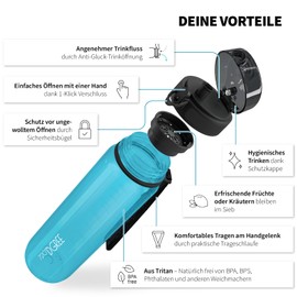 720°DGREE crystalClear ‘uberBottle’, Children's Water Bottle 350 ml + Sieve, BPA-Free, Leak-Proof, for School, Kindergarten, Girls & Boys from 3 Years, Small Water Bottle, Lightweight, Shockproof