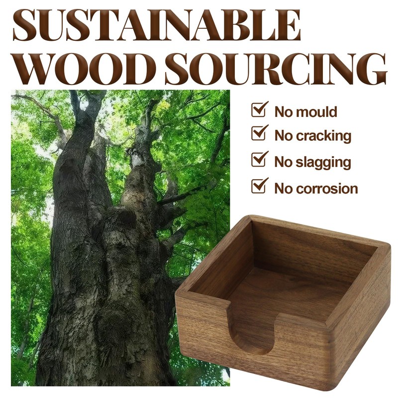 MultiBey Black Walnut Sticky Note Holder - Handcrafted Solid Wood