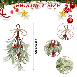 GEEHUA 2 Pcs Christmas Mistletoe Hanging Ornament, Artificial Mistletoe Decor, Mistletoe Kissing Ball Xmas Dry Leaf Hanging Decoration Shiny Christmas Tree Bouquet Accessories for Tree/Door