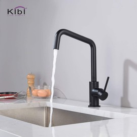 KIBI Macon Single Handle Bar Faucet or Prep Kitchen Sink Faucet | Solid Brass High Arc Faucet Spout | Kitchen Sink Faucet with 360 Degree Swivel Spout (Matte Black) (KKF2012)