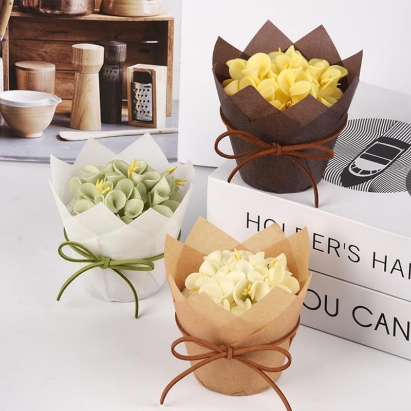 HIDOSNG Tulip Cupcake Liners, 200pcs Baking Paper Cups, Cupcake Muffin